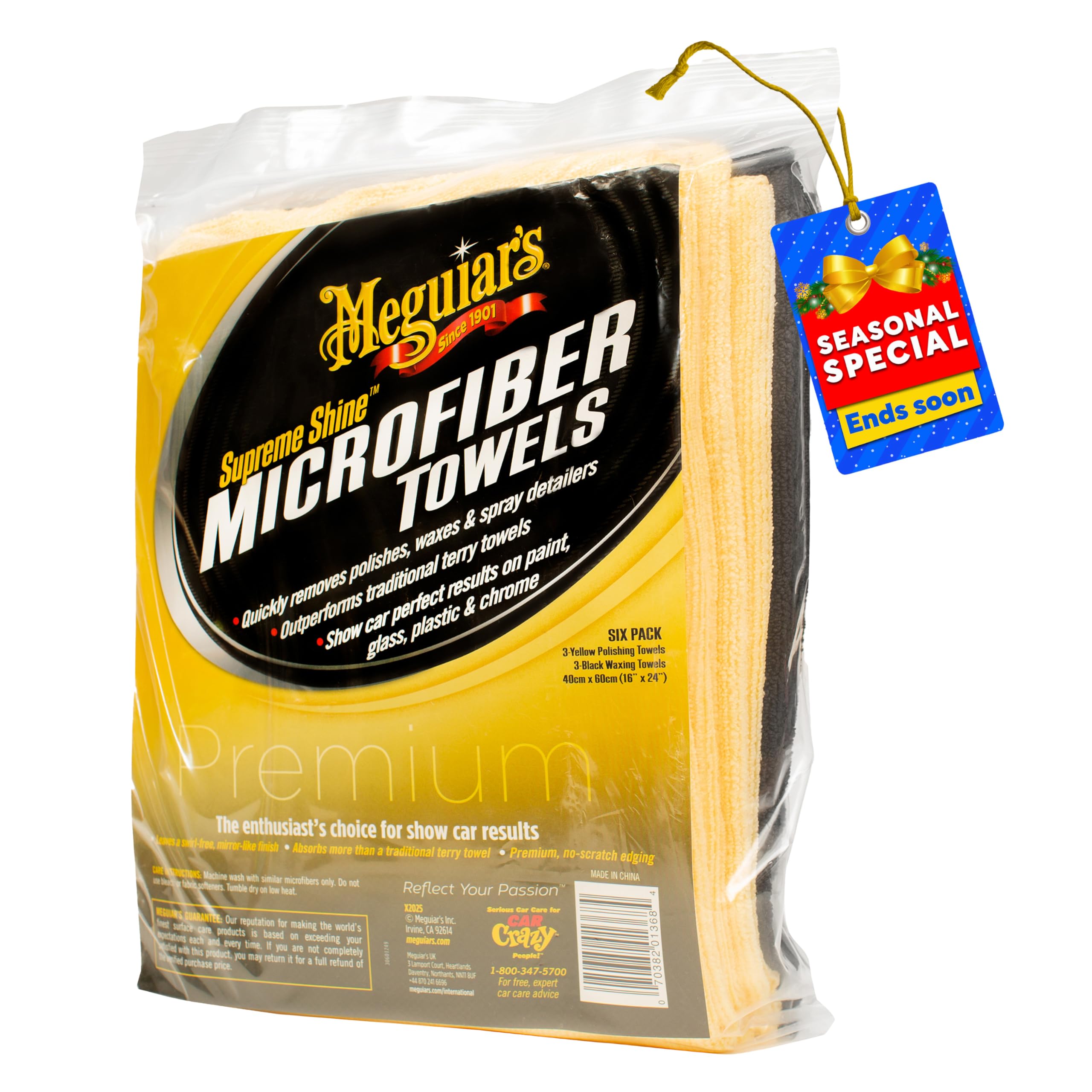 910aCKeJthL Meguiar's Supreme Shine Microfiber Towels for Cars, Ultra-Plush Car Microfiber Towel Set for Quickly Removing Product Without Leaving Swirls on Paint, Glass, Plastic, or Chrome - Image 1