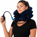 Inflatable Neck Stretcher for Neck Pain Relief, Cervical Traction Device with Hand Pump, 3-Layer Adjustable Neck Decompression Collar for Pinched Nerve, Stiff Neck & Tech Neck Support | Breathable Material
